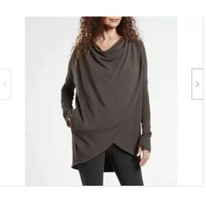 ATHLETA Plus Walnut Brown Purana Wrap Hoodie Sweatshirt 1X